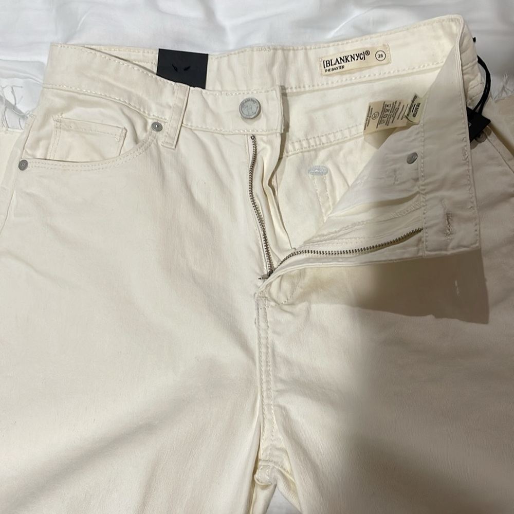 NWT Blank NYC The Baxter ribcage straight leg cream jeans in size 28 - Picture 6 of 10